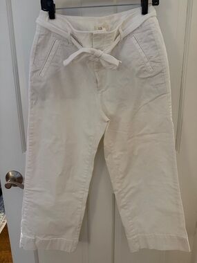 LOFT White Tie-Waist Cropped Pants